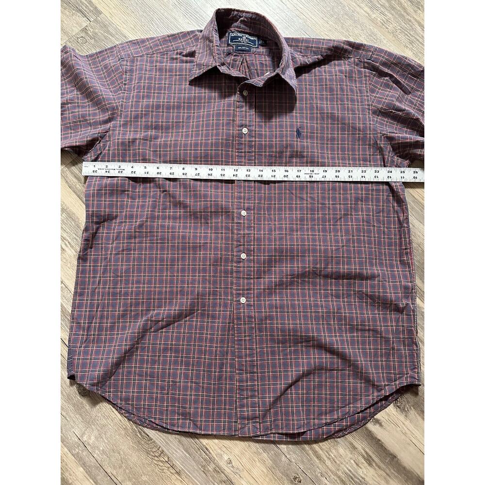 Polo Sport Shirt Ralph Lauren Button Up Mens Large Red Plaid Cotton Y2K VTG - Picture 4 of 7
